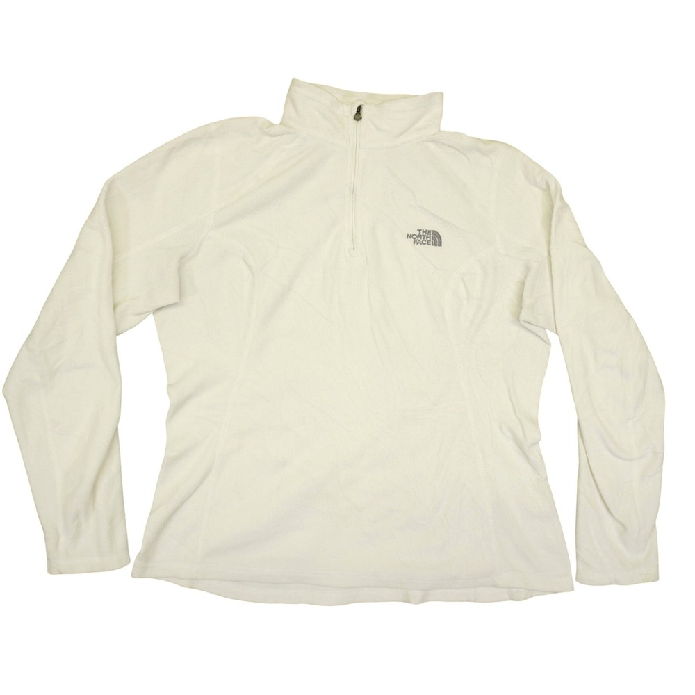 The North Face Fleece Pullover Womens Large White Polartec Quarter Zip Mock Neck